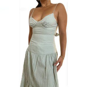 Indi Luxe Mint Green Striped Maxi Dress